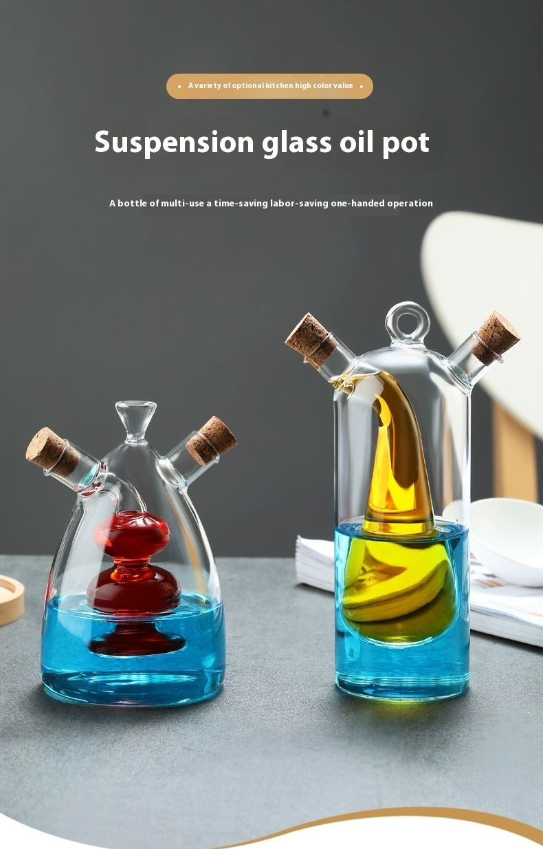 Creative Household 2-in-1 Kitchen Soy Sauce Vinegar Seasoning Btle Sealed Thickened Lead-Free Double-Layer Glass Oil_voghion.com