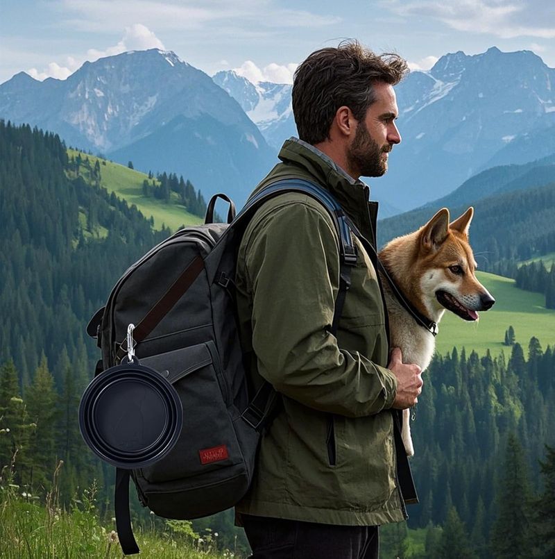Tigela de água dobrável para cães, portátil, dobrável, tigela de água plana para viagem_voghion.com