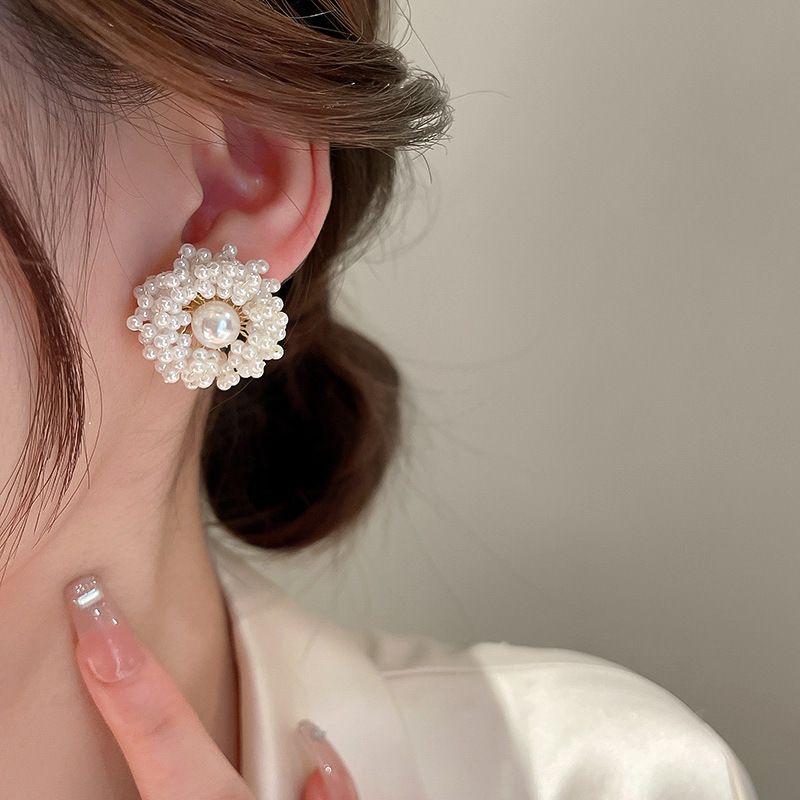 Gümüş İğne Küpeler Tatlı Su İncisi Çiçek Küpeler Moda Yüksek Duygu Küpeler Hafif Lüks Zarif Küpeler Kadın_voghion.com