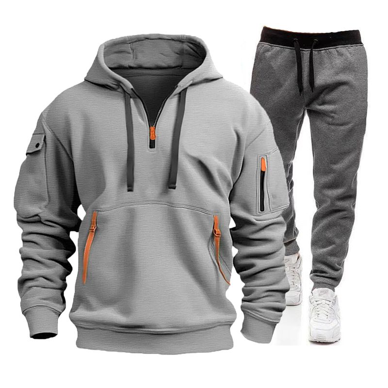 Men's sports hoodie suit zipper hoodie suit hoodie pant two sets_voghion.com