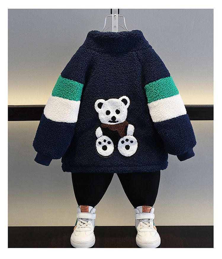 Çocuk Giyim Erkek Çocuk Kapitone Ceket 2024 Yeni Stil Bebek Sonbahar ve Kış Giysileri Üstleri Çocuk Moda Kalın Polar Polar Pamuklu Ceket_voghion.com