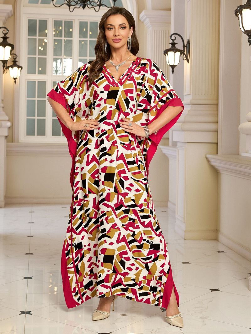 Kadın Baskılı Rayon Plaj Elbisesi - UPF Korumalı Uçuşan Boho Kimono Bornoz (Tek Beden, Hafif ve Nefes Alabilir)_voghion.com