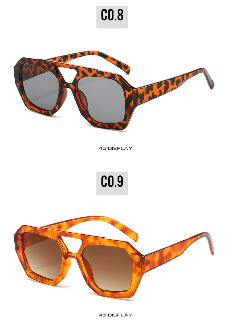 Occhiali da sole da donna Instagram influencer irregolari a doppio raggio, tendenza occhiali personalizzati a contrasto di colore semplice_voghion.com