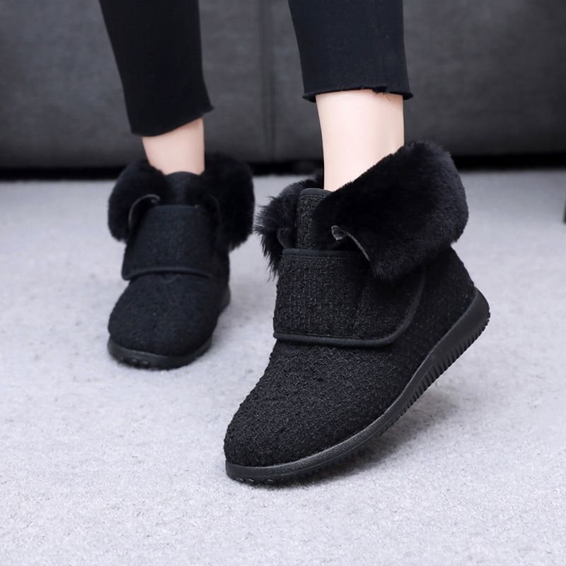 Botas altas cálidas de invierno 2025 para mujer, con forro polar, cuello ancho de piel de oveja y algodón con forro de plumón._voghion.com