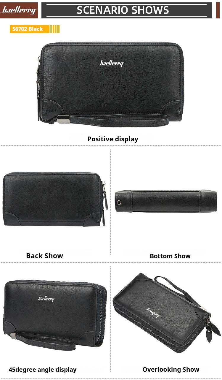 Geldbörse, neue hochwertige multifunktionale Geldbörse mit großem Fassungsvermögen für Herren – lange Clutch mit Doppelreißverschluss, stilvolles und praktisches Design, für den täglichen Gebrauch geeignet_voghion.com