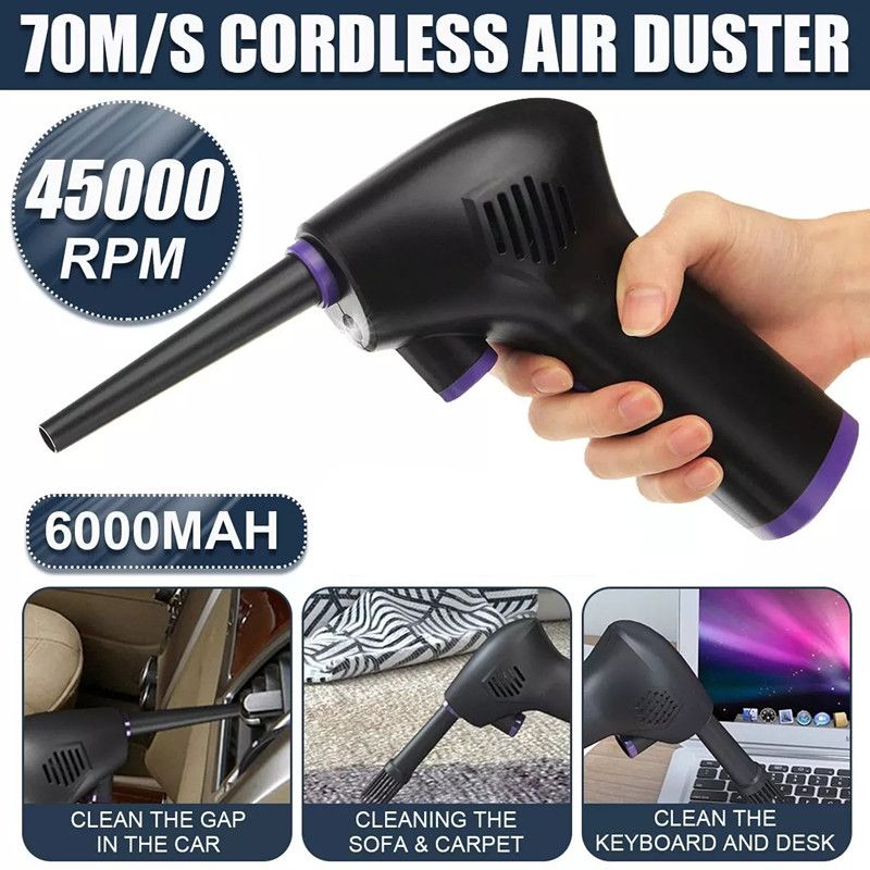 45000 RPM Trådløs Air Duster Trykluftblæser rengøringsværktøj til computer bærbar tastatur Elektronik rengøring til kamera_voghion.com