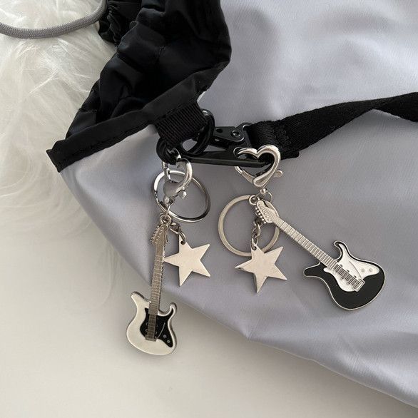 Girl Bass Guitar Pendant Five-Pointed Star Bag Accessory Keychain_voghion.com