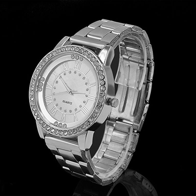 Orologio da polso analogico al quarzo da donna con strass in acciaio inossidabile da uomo Yamaler_voghion.com
