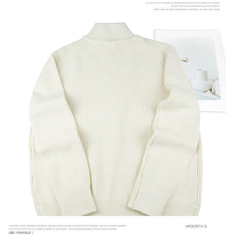2024 Autumn Winter New Lazy Style Zipper Sweater Cardigan Men's Casual Simple Solid Color Knitted Jacket Trendy_voghion.com