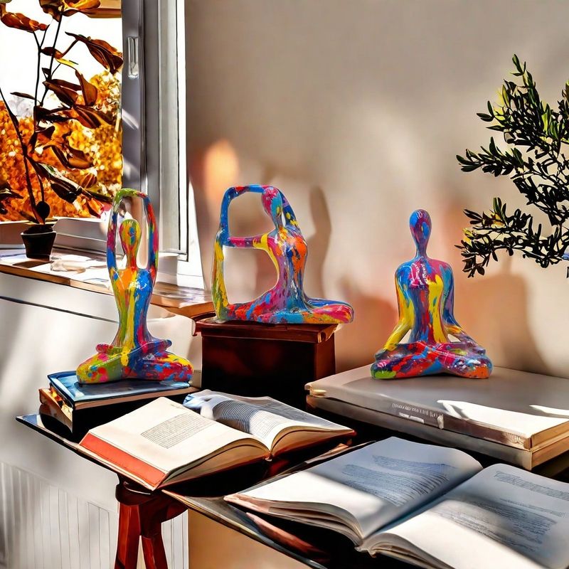 Creative Water Transfer Printing Abstract Colorful Yoga Figure High-End Luxury Home Table Decoration Crafts_voghion.com