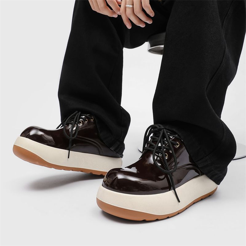 Nouvelles chaussures de printemps en cuir pour hommes, bottes Martin montantes rehaussantes pour hommes_voghion.com