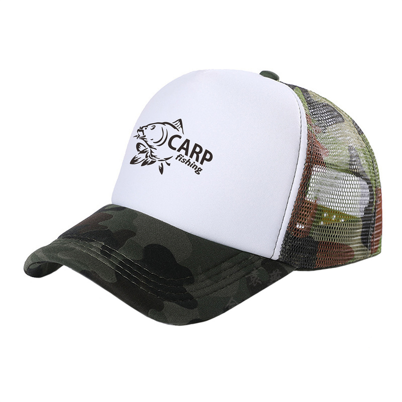 Carp Fish Trucker Kepsar Herr Roligt Fiske Utskrift Hatt Baseball Keps Cool Sommar Unisex Mesh Net Caps MZ-169_voghion.com