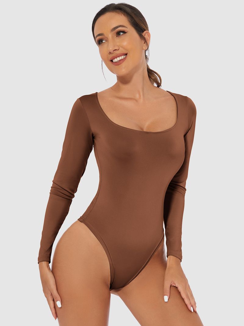 Maglietta a maniche lunghe con cerniera, vestibilità aderente, tinta unita, taglie forti, tuta da donna, comoda e traspirante._voghion.com