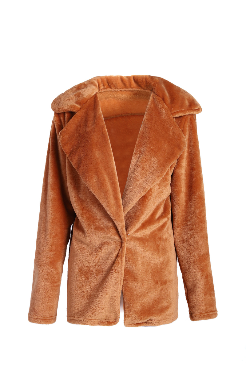 Women's Clothing Autumn and Winter Jacket Sexy Plush Lapel Slim Jacket_voghion.com