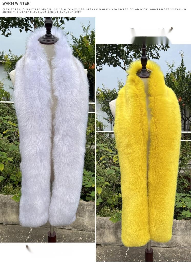 Vielseitiger langer Schal mit Fuchs-Waschbär-Motiv, warmer Pelz-Nackenwärmer für Damen im Winter_voghion.com