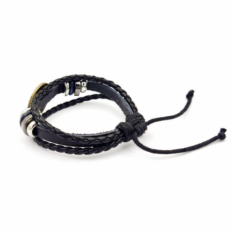 Nordic Viking Compass For Women Handmade Woven Leather Bracelet Jewelry_voghion.com