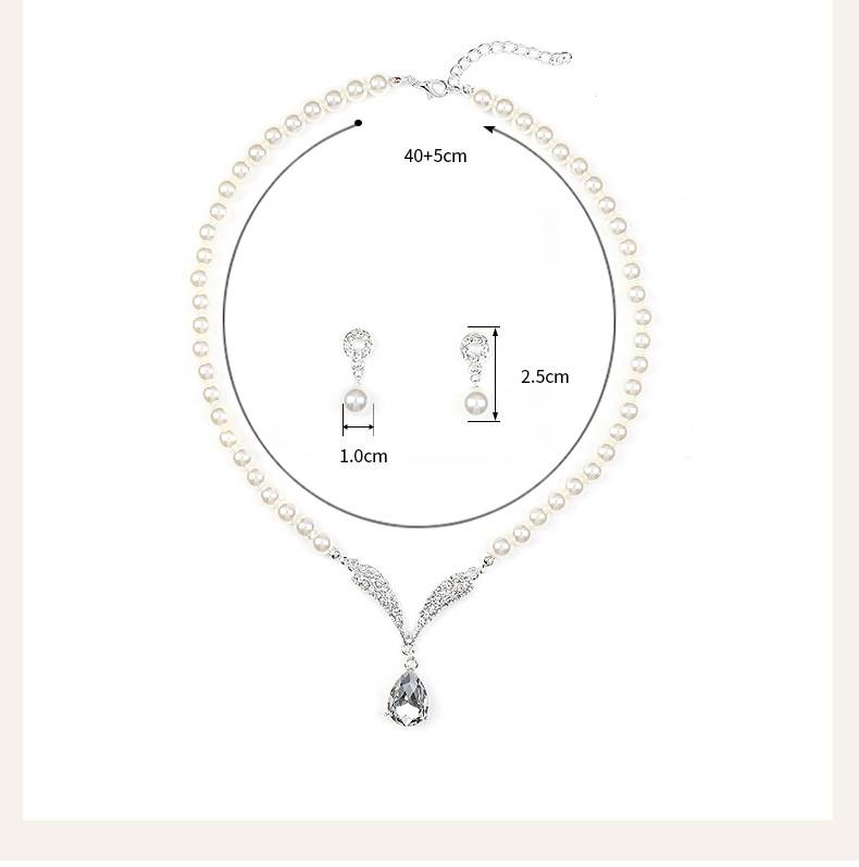Brautschmuckset für die Hochzeit, für Damen, Kristall-Tropfenperlen-Halskette und baumelnde Ohrringe, Set für Hochzeit, Verlobung, Brautjungfer, Kostüm, Kleid, Abschlussball, Schmuck_voghion.com