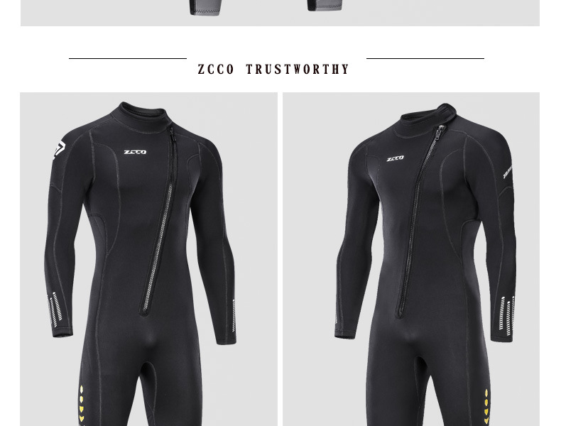 Novo traje de mergulho masculino de 3 mm, traje de mergulho quente de uma peça, traje de banho feminino de manga comprida para mergulho com snorkel no inverno_voghion.com