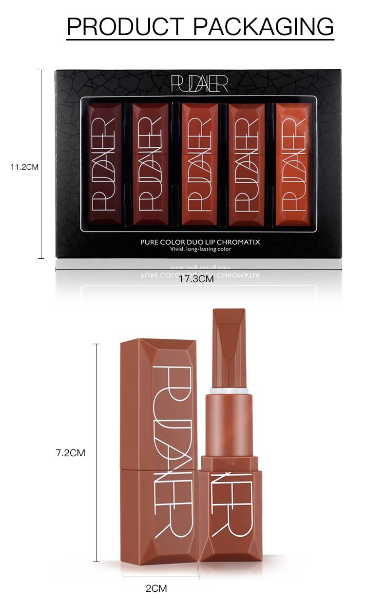 5 Lipsticks Matte Pumpkin Lip Gloss Eat earthy lip gloss lip glaze lipstick set_voghion.com