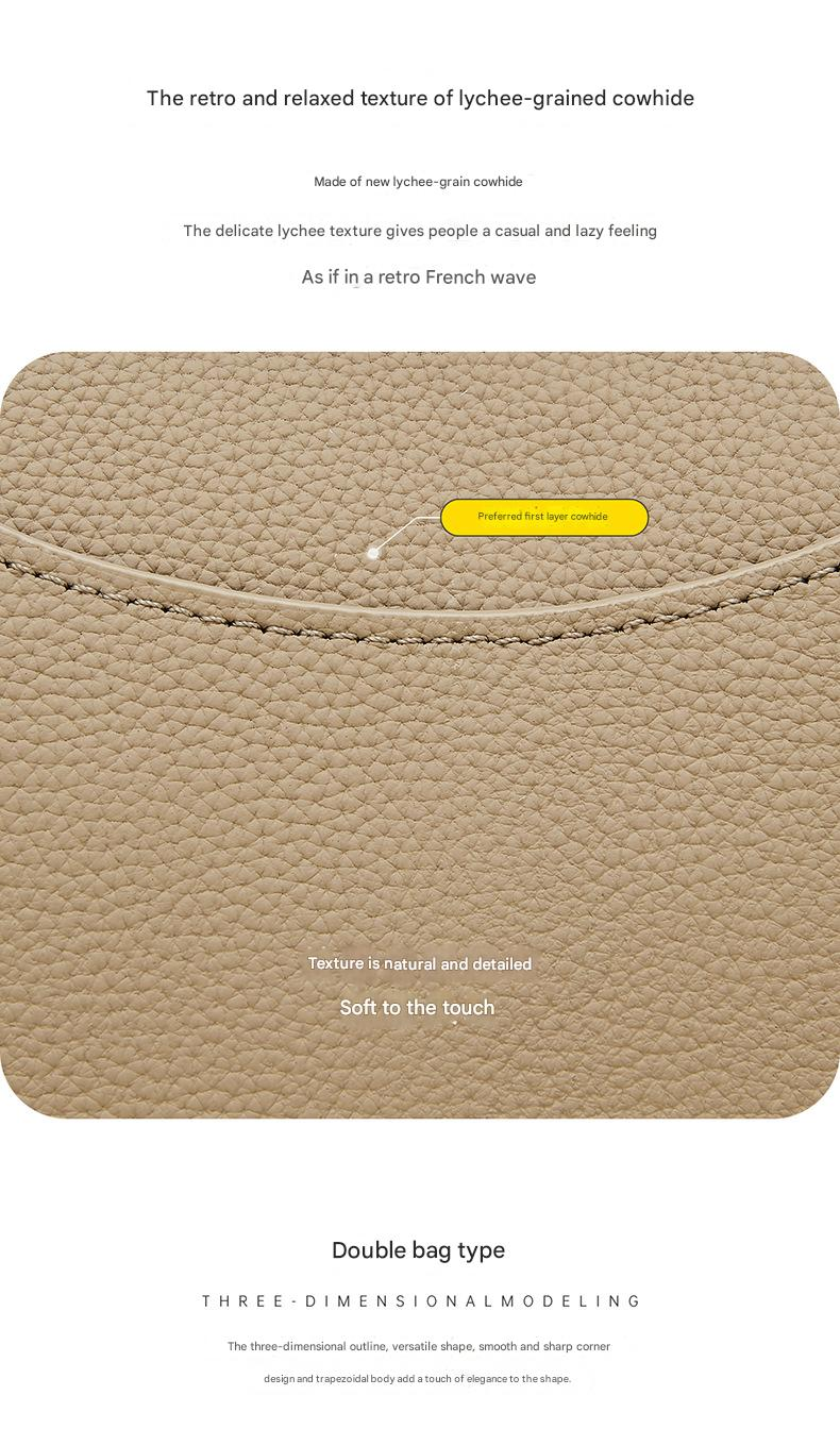 KOSE High-grade First-layer Cowhide Bucket Bag New Genuine Leather Women's Bag Tassel Niche Drawstring Shoulder Messenger Bag_voghion.com