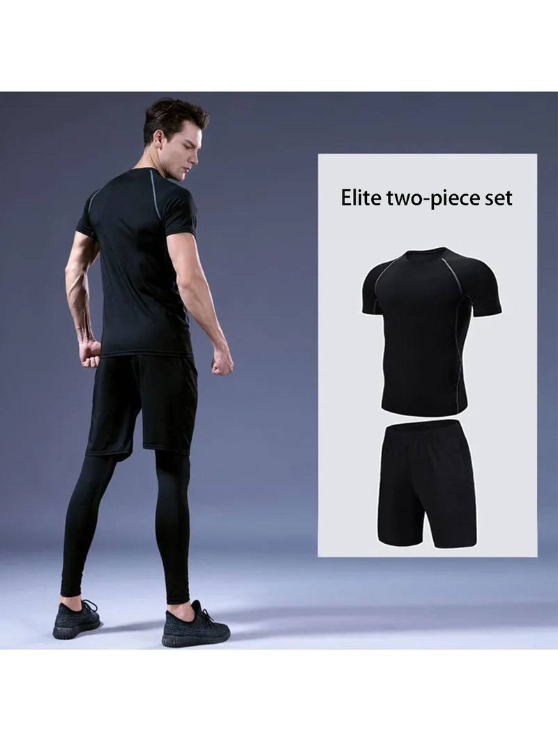 Fitness Suit, Men's Set, Sports Quick Drying Tight Fitting Suit, Training Suit, Seasonal Running, Basketball, Gym Fitness Suit_voghion.com