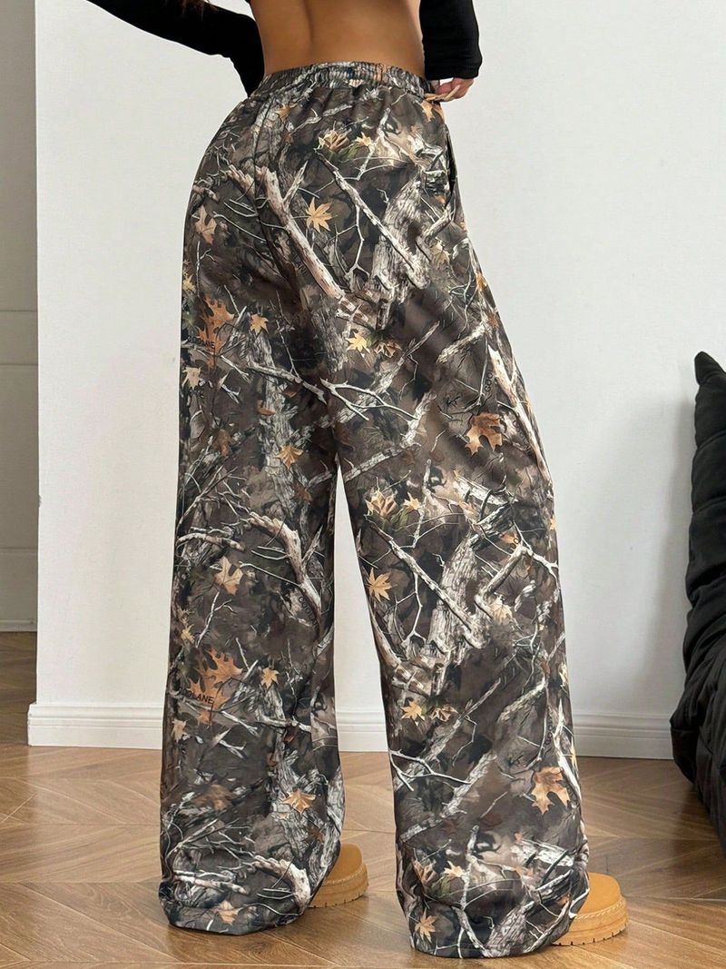 Pantalon cargo camouflage extensible pour femme - Pantalon de jogging taille haute à jambes larges et chevilles fuselées, style streetwear et années 2000 (S-XXL)_voghion.com