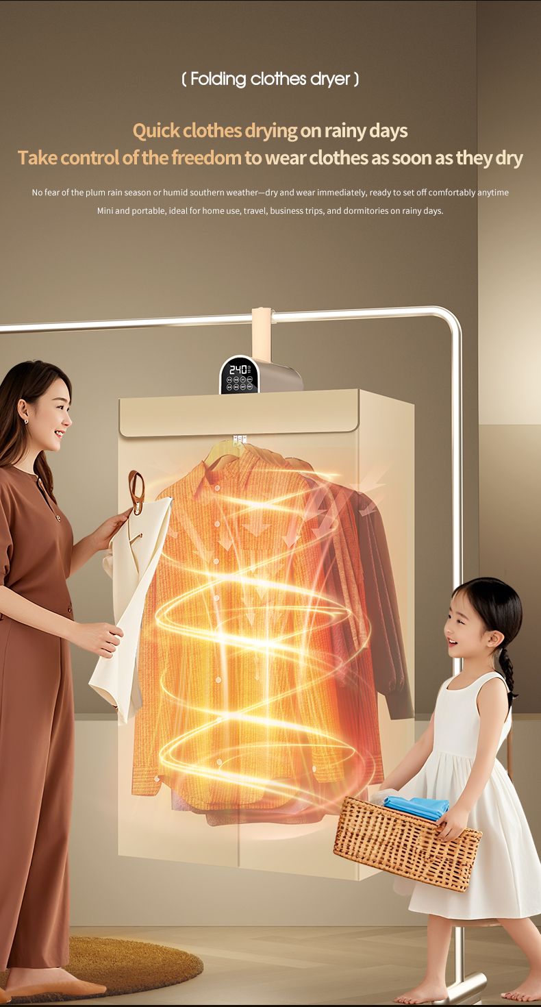 Foldable Electric Clothes Dryer - Multifunctional Cabinet Floor Machine For Apartment Laundry, Tumble Drying_voghion.com