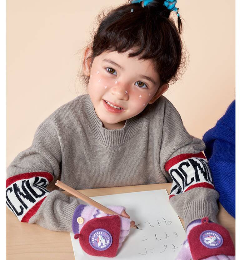 Guanti invernali per mamma e bambino, per bambini e bambine - Guanti in morbida maglia con dita e copertura ribaltabile, caldi e comodi per la scuola e i giochi all'aperto (taglia unica)_voghion.com