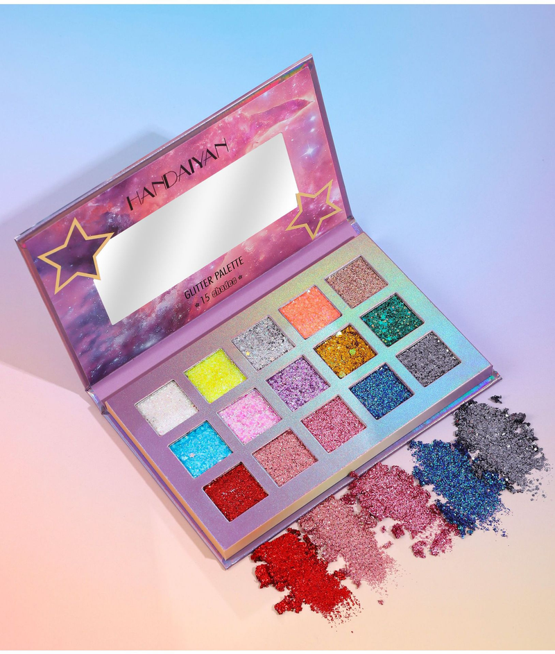HANDAIYAN 15-Color Eyeshadow Palette - Euro-American Style, Large Glitter, Ultra-Shimmer, Perfect For Club & Night Out_voghion.com