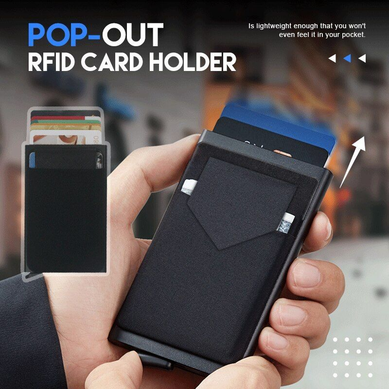 Rfid Smart Carta di credito Halter Metal Slim Pop Up Minimalistischen Männer Briefschen Schwarz Männlichen Geldbörse Geld_voghion.com