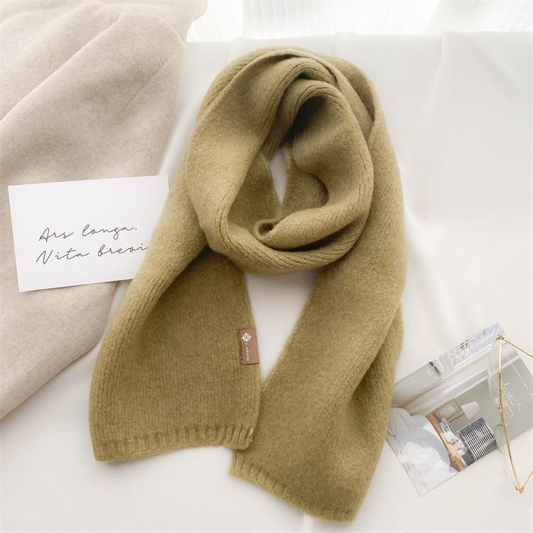 2025 New Trendy And Easy To Match Small Scarf Women's Autumn And Winter Soft Waxy Knitted Imitation Cashmere Neck Protection Scarf_voghion.com