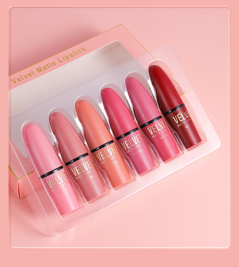 Matte Lipstick Set - 6 Velvet Bullet Lipsticks Gift Box, Long-Lasting & Highly Pigmented, Cruelty-Free & Vegan, Trendy Shades For All Skin Tones_voghion.com