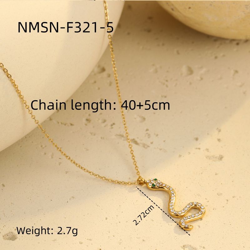 Collana da donna alla moda con elemento serpente, piccolo ciondolo a forma di serpente, collana in acciaio inossidabile con intarsi in zircone, personalità, nicchia, catena per clavicola_voghion.com