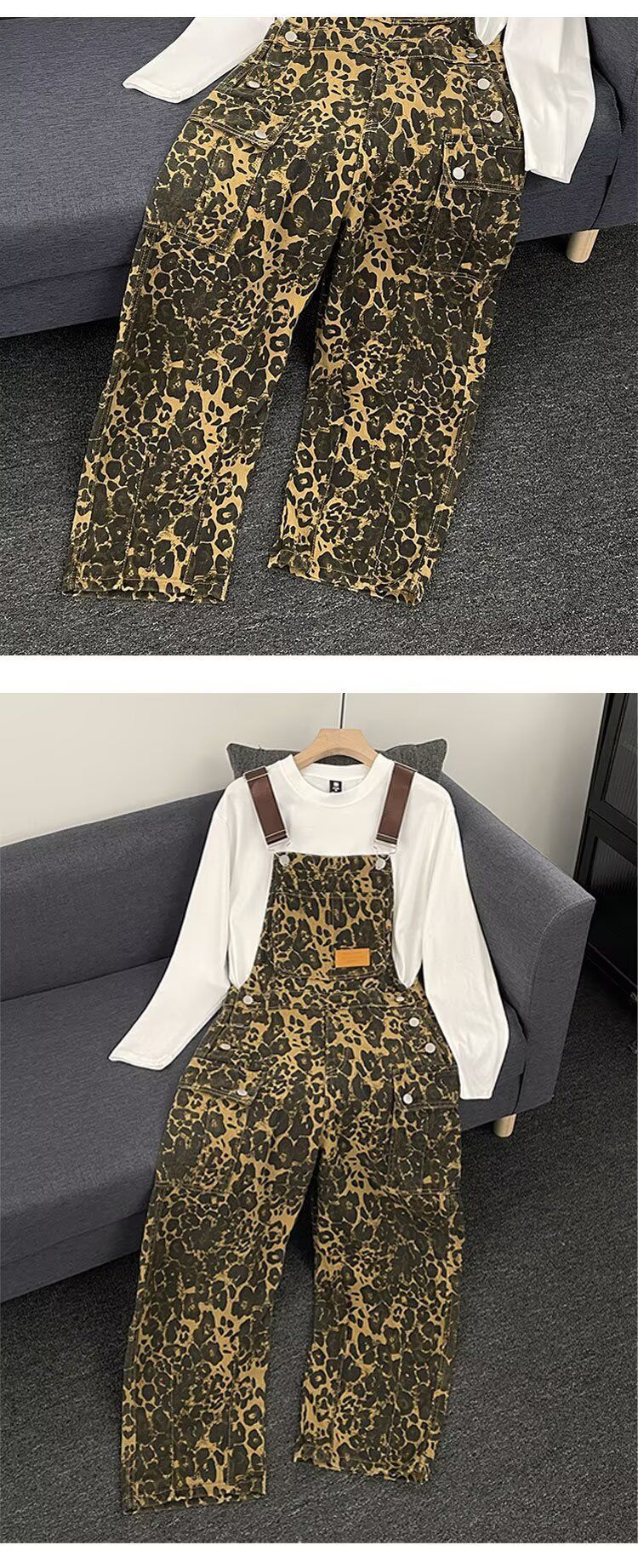 Roupas masculinas Novas calças jeans casuais masculinas Calças jeans casuais com estampa de leopardo de rua_voghion.com
