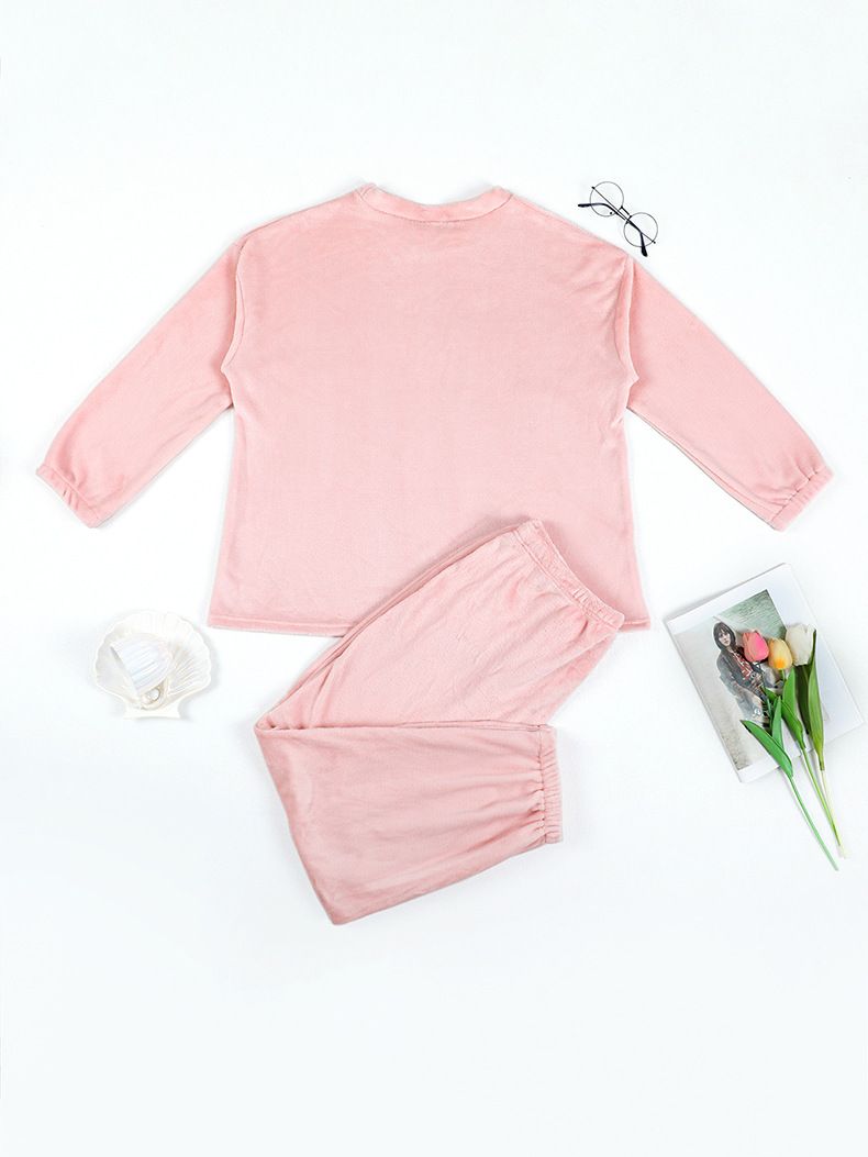 Damen Herbst und Winter Stil warme Herbst und Winter Langarm Hosen Anzüge Damen Hauskleidung große Größe plus Fett Pyjamas Freizeit_voghion.com