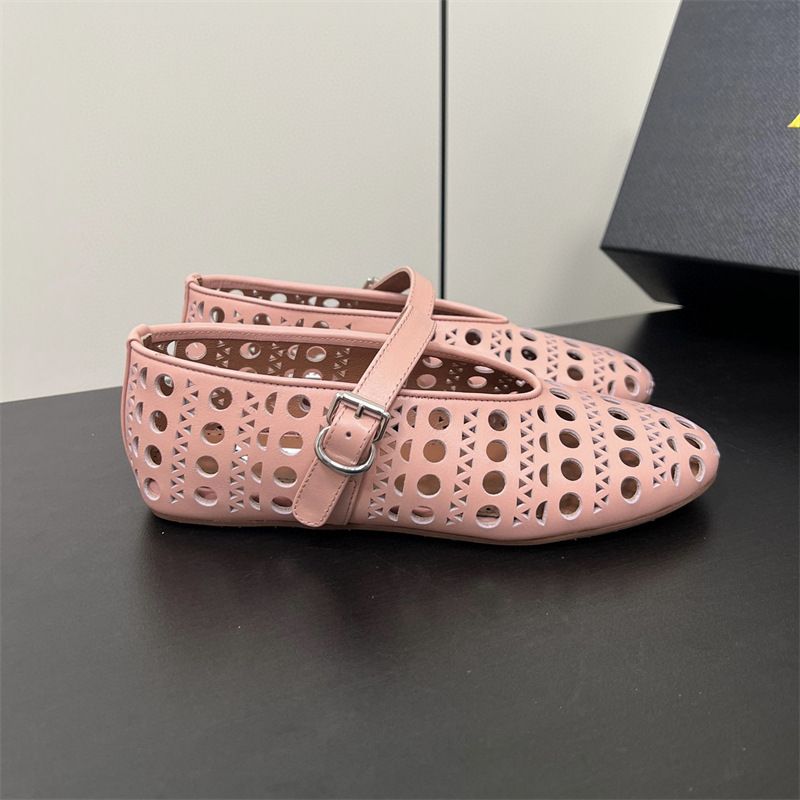 2024 Ala Fashion Show ~ Hollow fund moale Ballet Flat cu găuri Mary Jane Pantofi singuri pentru femei_voghion.com