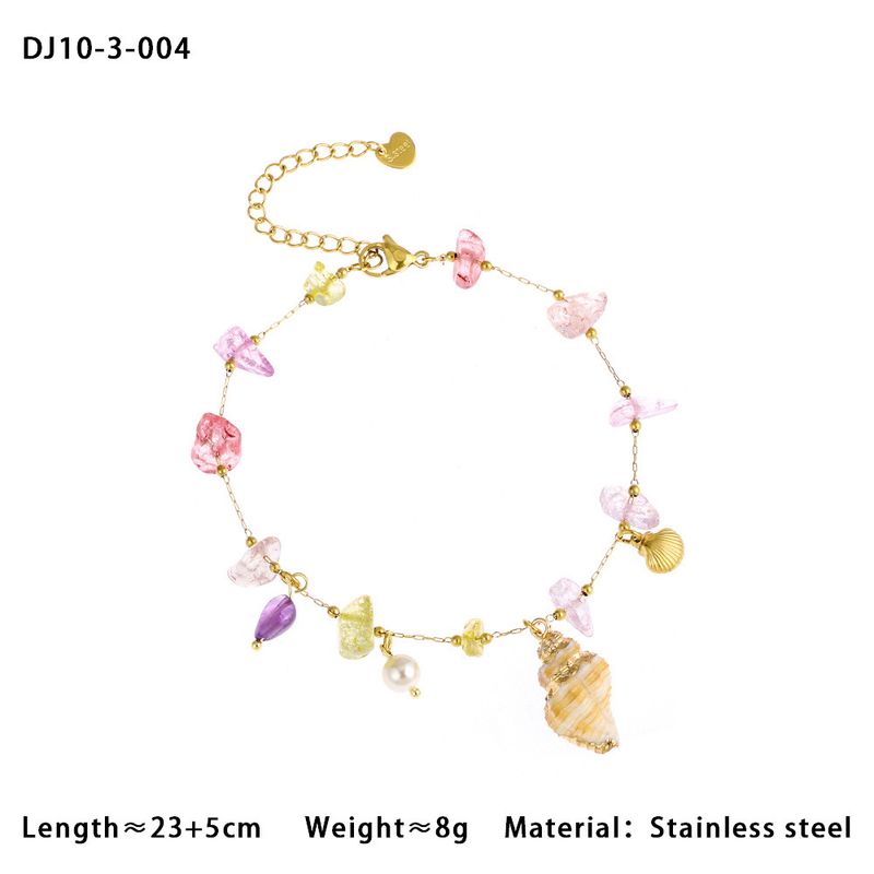 2025 Stainless Steel Natural Stone Colorful Beaded Shell Anklet Suitable For Beach Vacation Daily Wear_voghion.com
