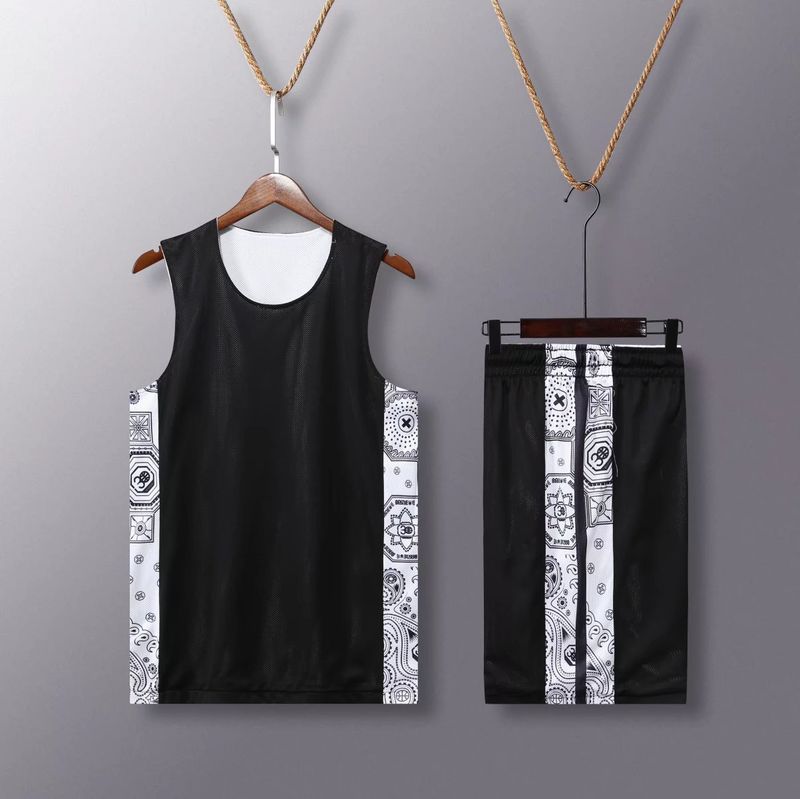 Costum de baschet cu două fețe, îmbrăcăminte sport lejeră pentru bărbați, uniformă personalizată pentru studenți, vestă imprimată,_voghion.com