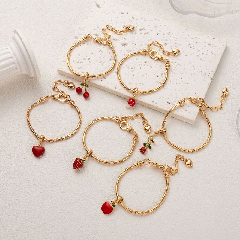 Bracelet tendance pour femme, bijou fraise et cerise, pendentif goutte d'huile colorée, bracelet de la série Fruit qui conserve la couleur_voghion.com
