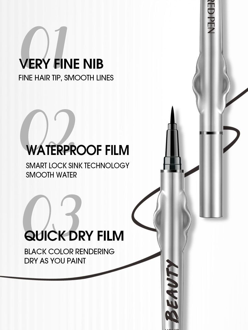 Ombretto e matita combinati, eyeliner liquido nero in penna per occhi, trucco naturale senza sbavature, asciugatura rapida, impermeabile e resistente al sudore._voghion.com