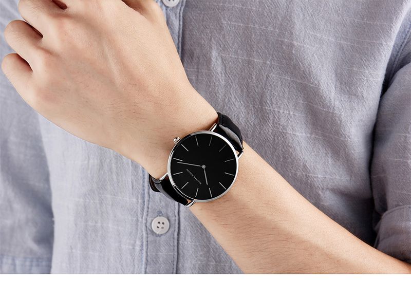 Heren casual quartzhorloge met Japans uurwerk, 40 mm roestvrijstalen kast, PU-leren band, waterbestendig, minimalistisch ontwerp_voghion.com
