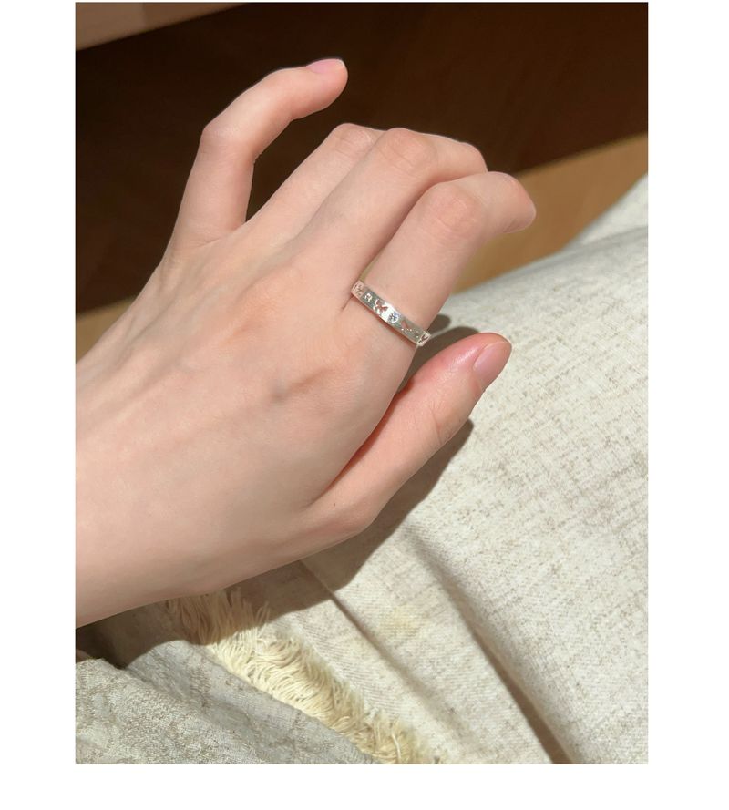 S925 Sterling Silver Lace Brushed Plain Ring Ring For Women Does Not Fade Niche High-end Sense Light Luxury Versatile Open Jewelry New_voghion.com