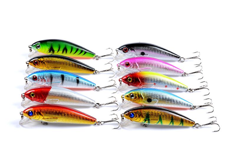 Isca flutuante para peixinhos de 10 cores - isca rígida realista para pesca de robalo e lúcio - iscas de superfície de plástico ABS para água doce e salgada_voghion.com