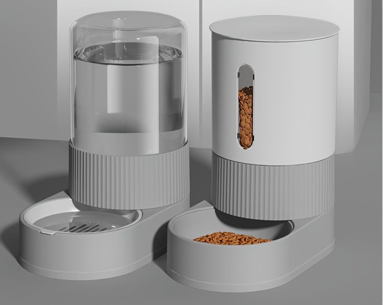 Distributeur automatique de nourriture pour chats de grande capacité, avec abreuvoir intégré et bac de stockage par gravité. Convient aux chats, chiens et autres animaux de compagnie._voghion.com