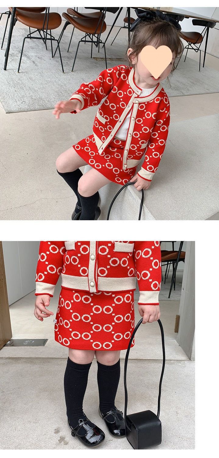 Mädchen Süße Pullover Gestrickte Zwei Stück Set Koreanischen Stil kinder Anzug Rock Baby Modische Frühling Und Herbst kinder kleidung_voghion.com