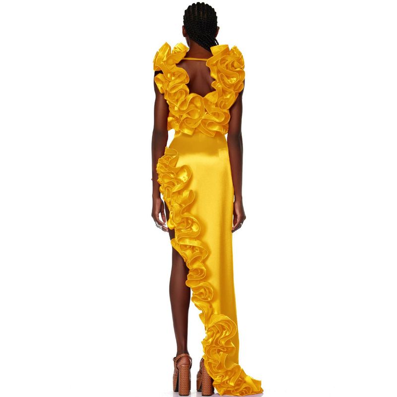 Maillot de bain en dentelle pour femme avec jupe irrégulière et col en V_voghion.com