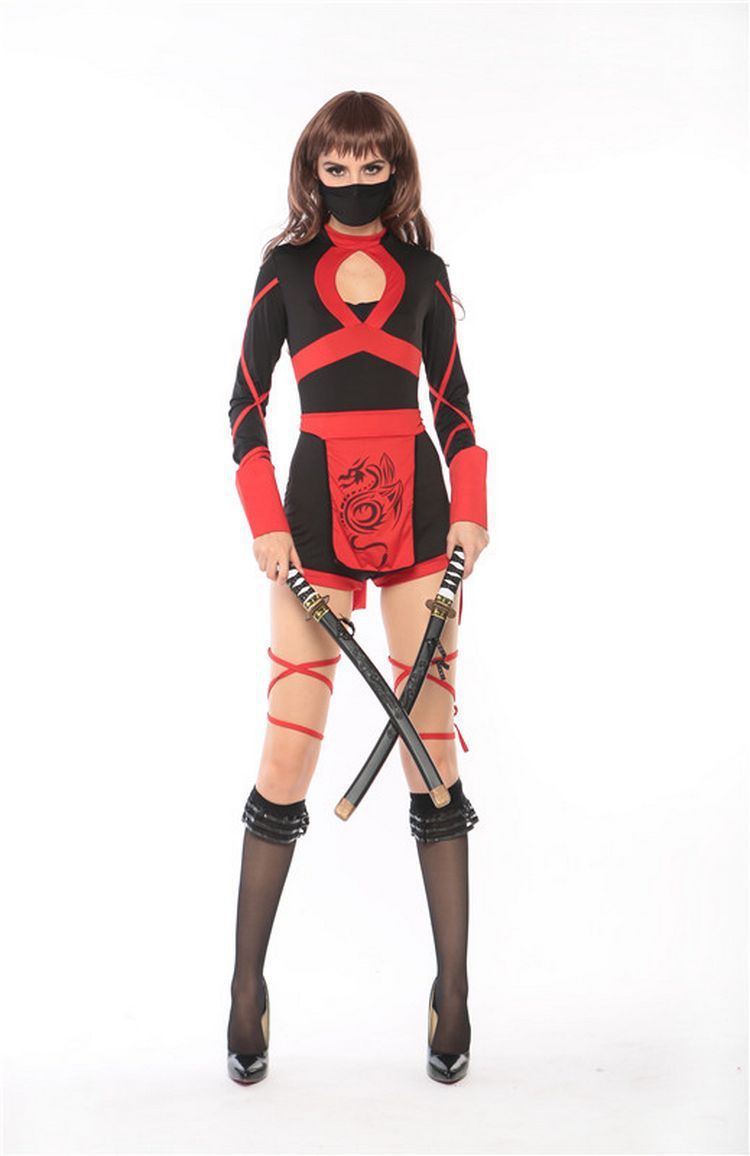 Halloween Bushido Cosplay Samurai Outfit Ninja Role Play Costume For Women Adult Version_voghion.com