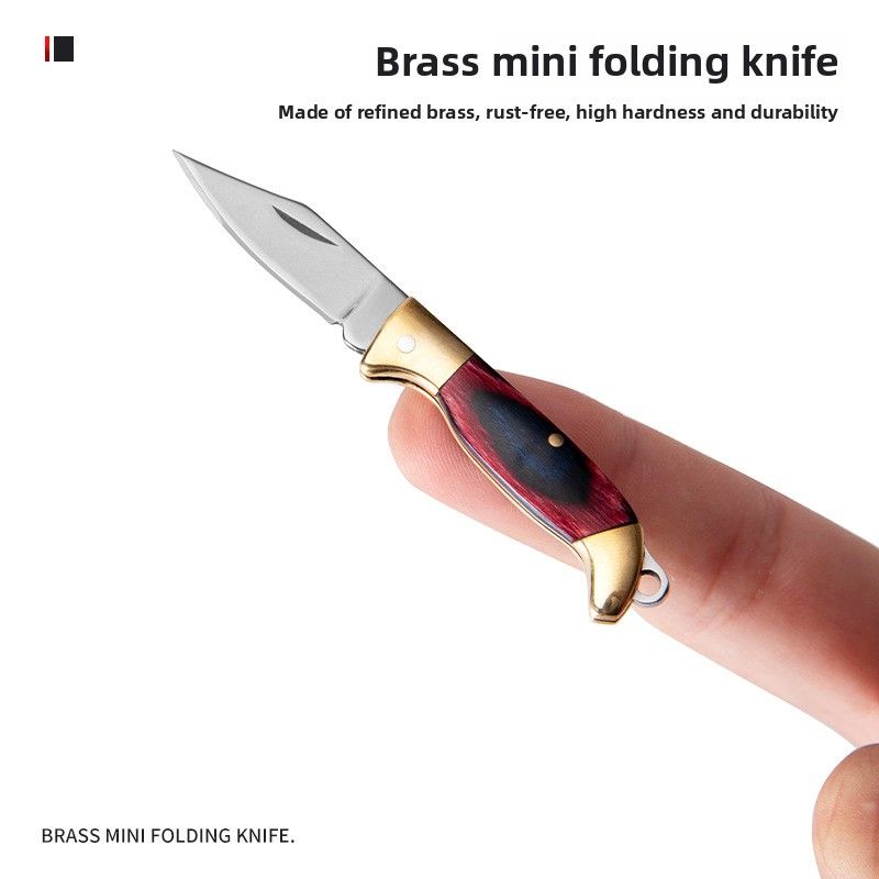 【Pocket Knife】Mini Folding Legal Small Brass Keychain Unboxing Knife_voghion.com
