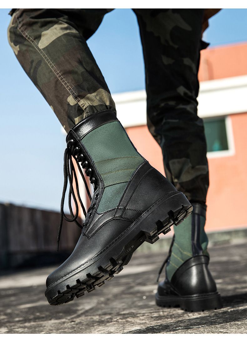 Stivali Martin in pelle da uomo, stivali in pelle di media e alta qualità, stivali di grandi dimensioni, scarpe Martin, stivali da combattimento_voghion.com