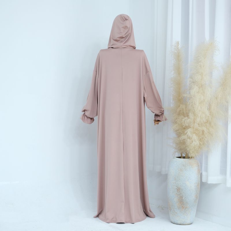 Women's Clothing Solid Color Hooded Casual Robe_voghion.com